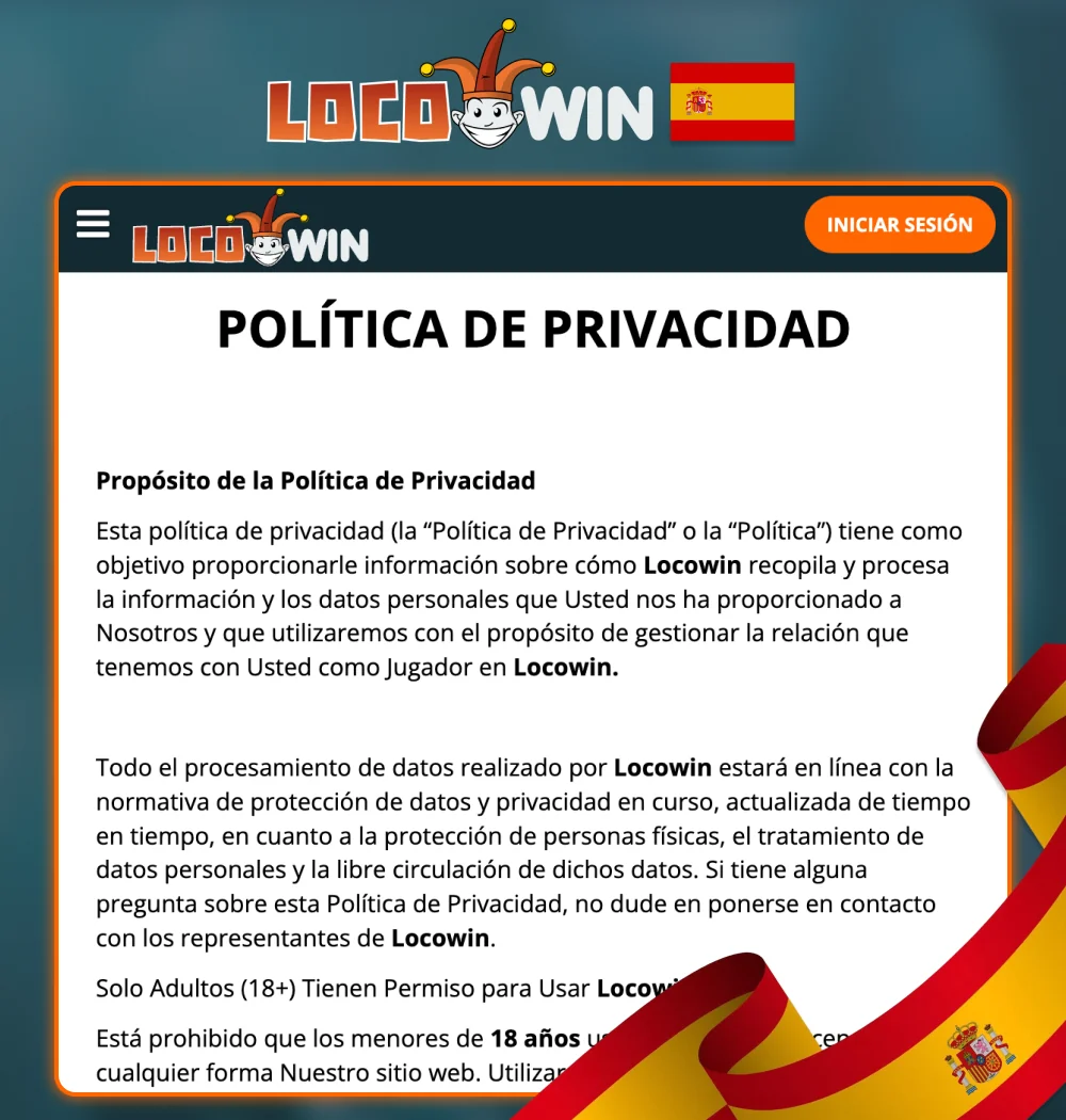 Política de privacidad y protección de datos para jugadores de Locowin en España